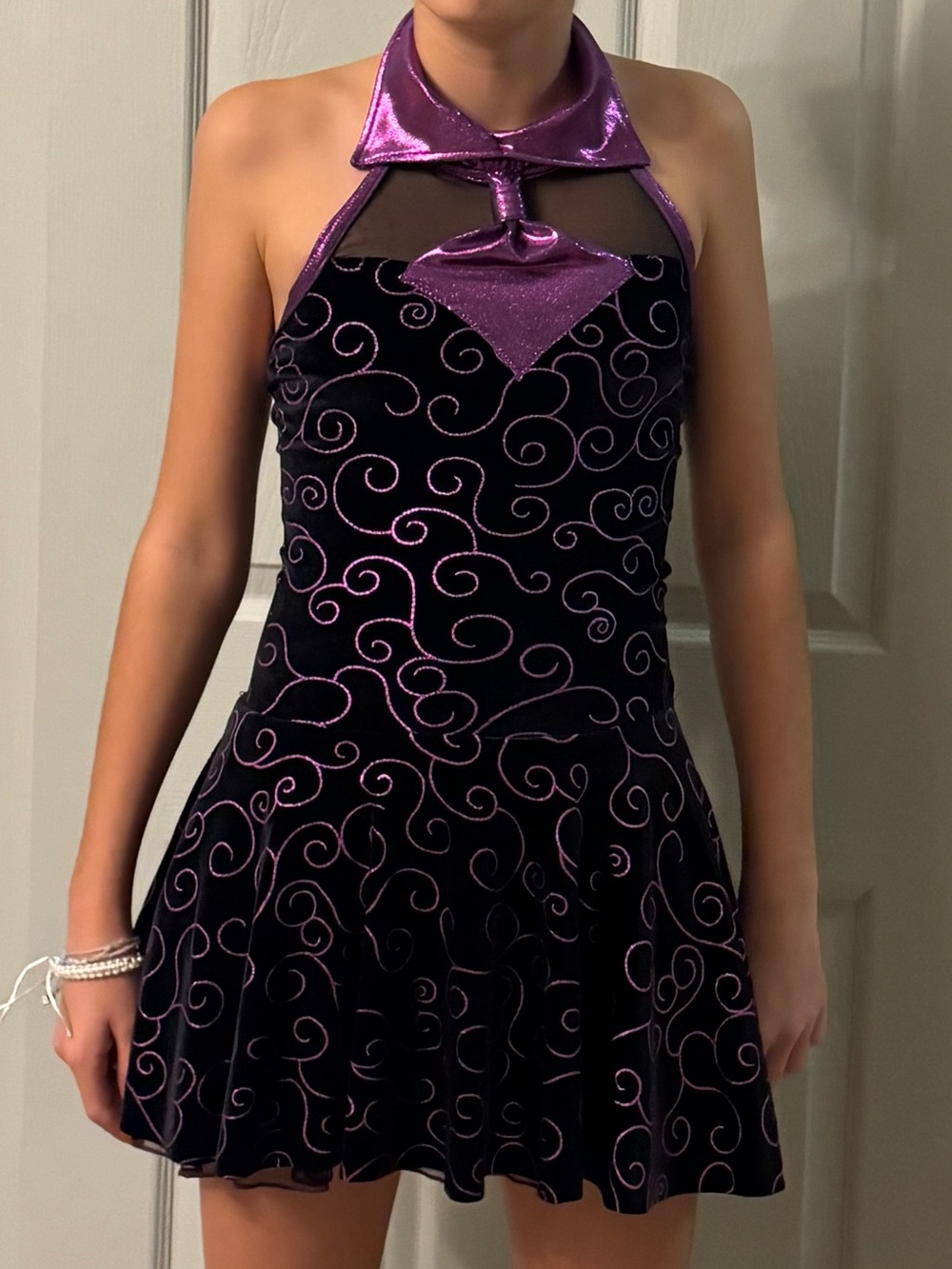Purple Swirl Halter Skater Dance costume. Jazz.